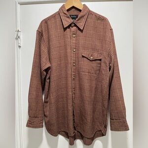 True Grit Mens Plaid Long Sleeve Medium Cotton Button Up Shirt
